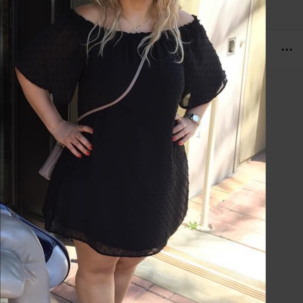 Cute swiss dots off shoulder dress